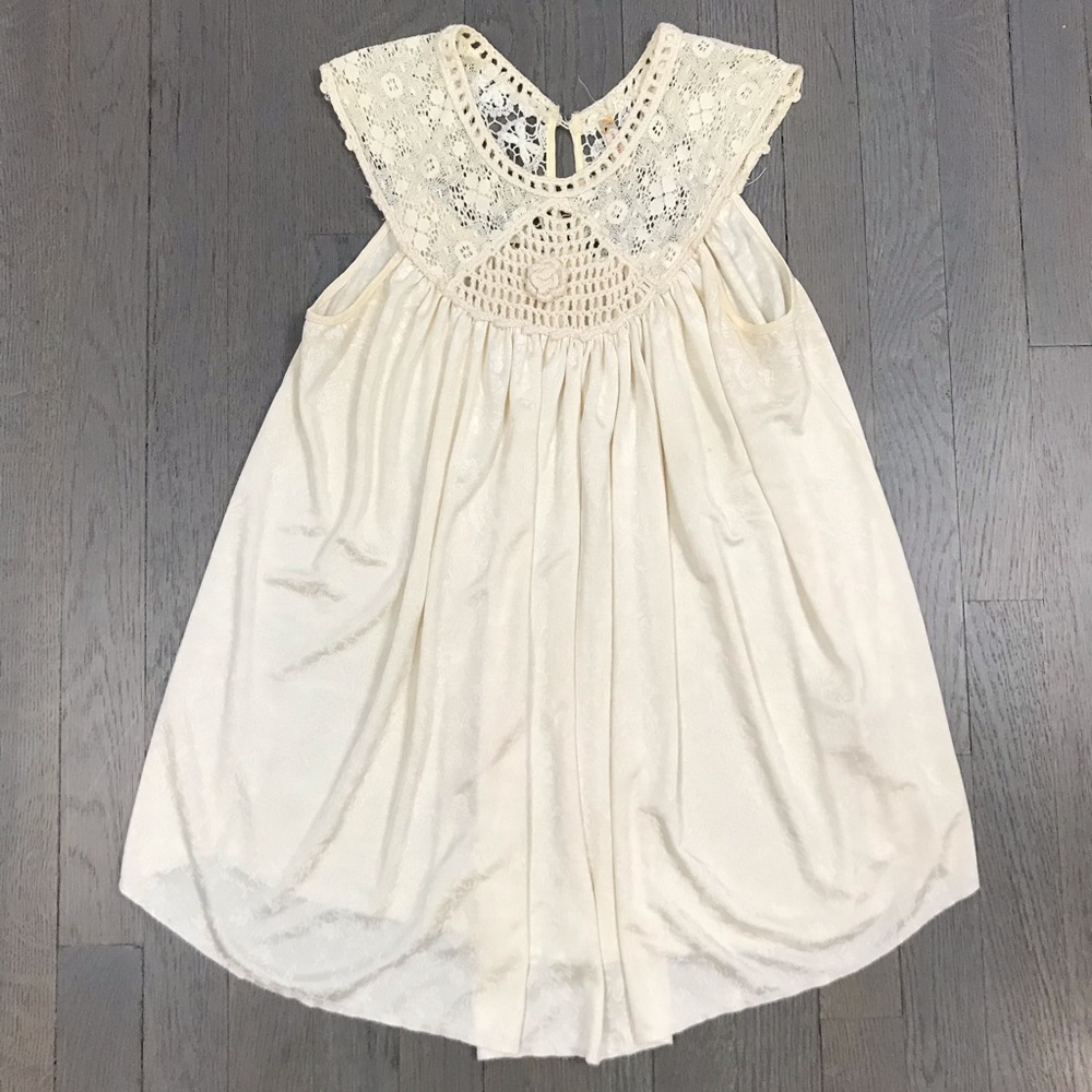Free People Crochet Ivory Tunic Blouse Top Shirt